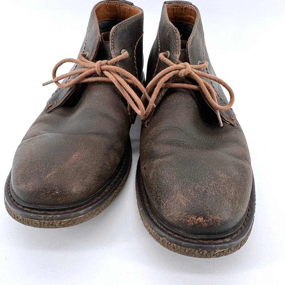 Lucky Brand Bal Desert Boots Mens 9M Dark Brown Leather Chukka Suede Heel